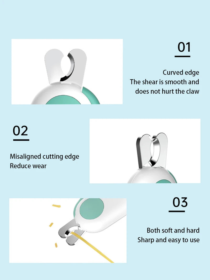 LED Light Pet Nail Clipper - Professional Claw Trimmer with Safety Lock