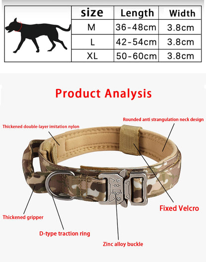 Tactical Dog Collar - Heavy Duty Nylon Collar with Metal Buckle for Medium & Large Dogs