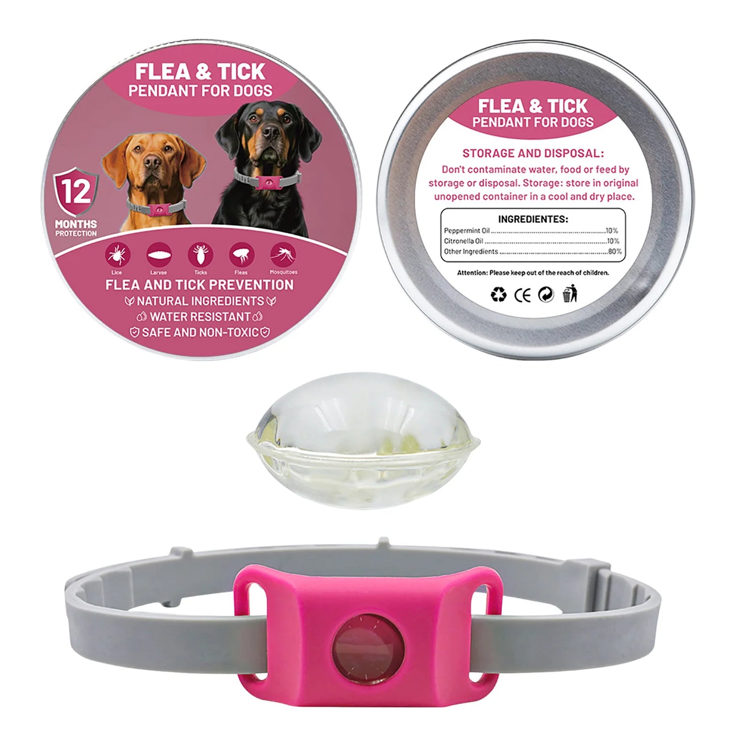 Natural Flea & Tick Repellent Dog Collar With Pendant