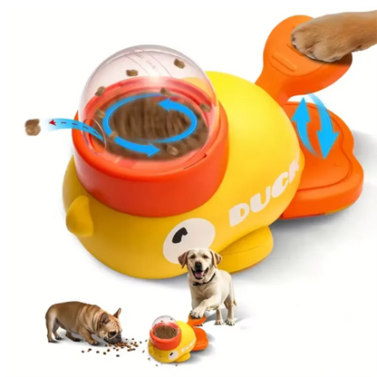 Interactive Dog Puzzle Feeder - Yellow Duck Slow Feed Bowl with Anti-Slip Base
