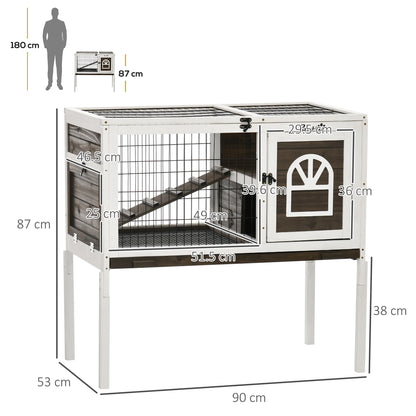 Rabbit Hutch 90cm - Wooden Small Animal House with Removable Tray & Easy Open Roof - The Best For Pets