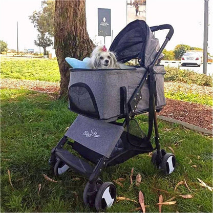 Pet Stroller with Rain Cover - Foldable 4-Wheel Pushchair for Dogs & Cats
