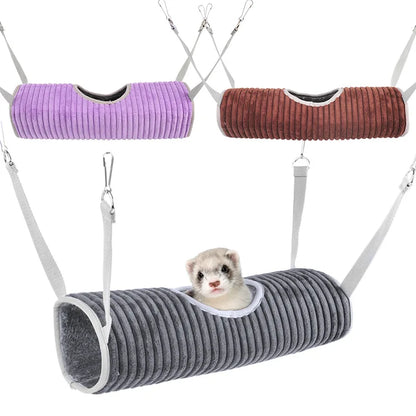 Ferret Hammock Tunnel - Warm Fleece Hide for Rats, Hamsters & Rodents