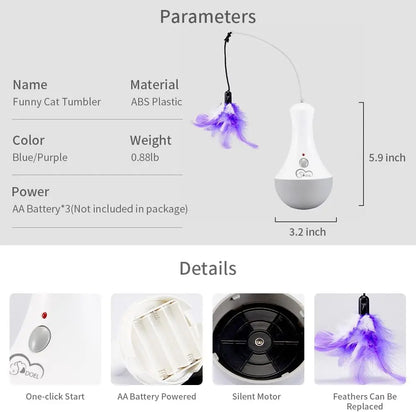 Interactive Cat Feather Toy – Automatic Teaser for Indoor Play | Fun Kitten Gift & Enrichment Toy