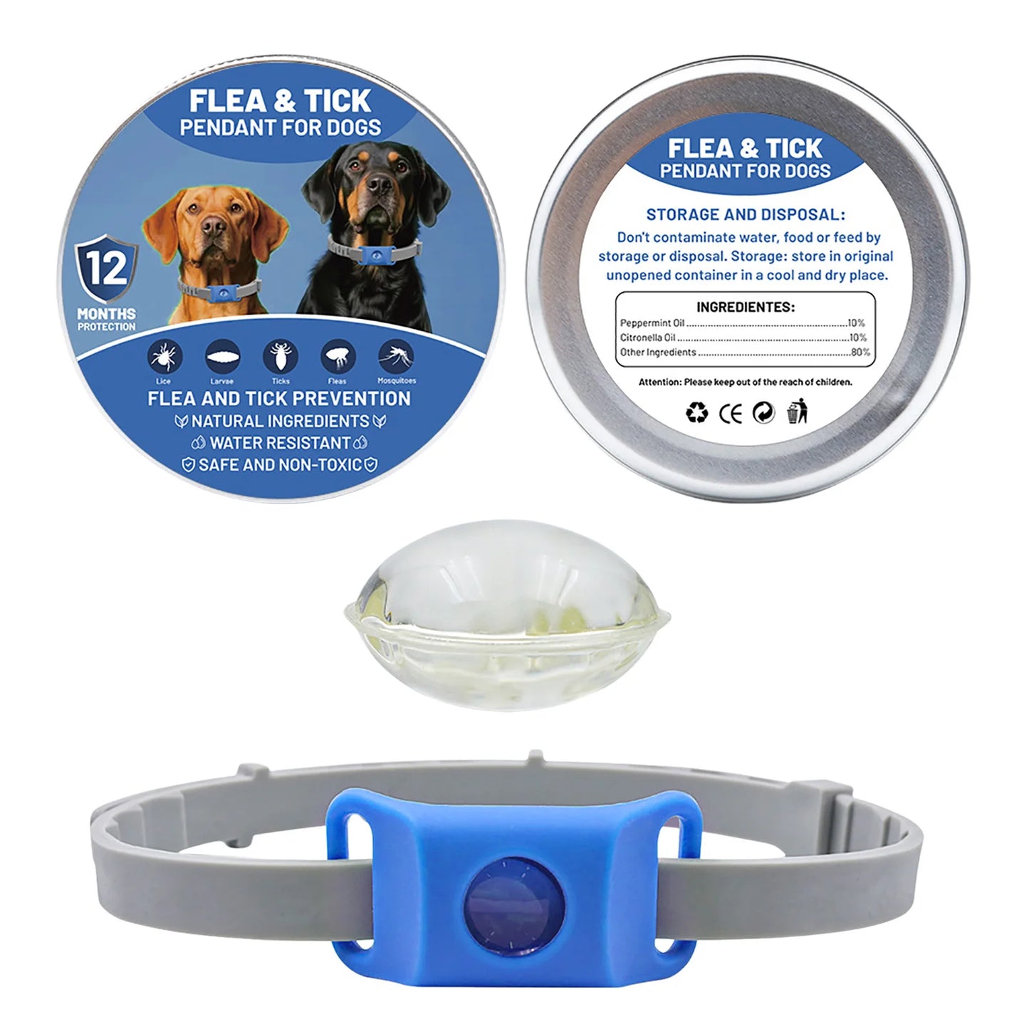 Natural Flea & Tick Repellent Dog Collar With Pendant