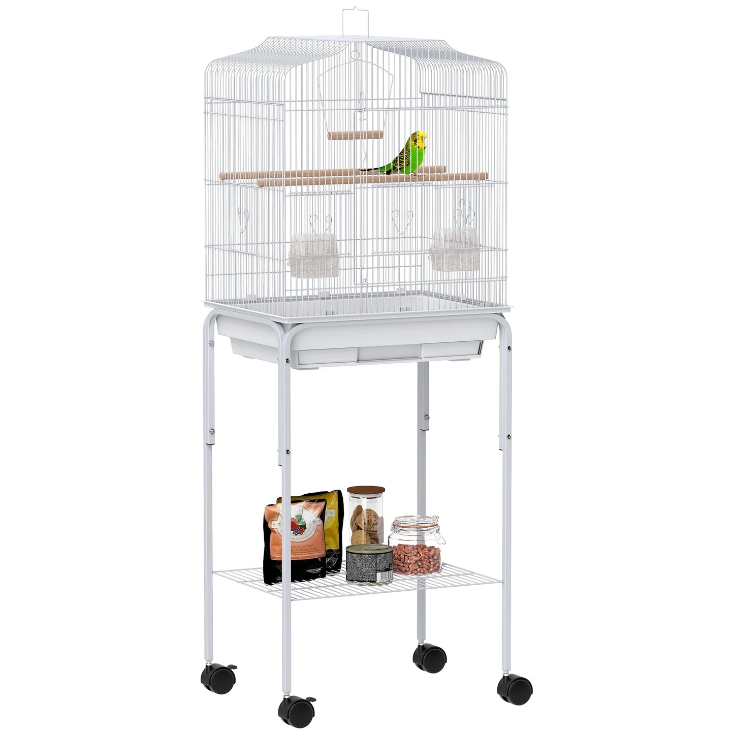 Bird Cage 124cm with Stand - Metal Cage for Budgies, Finches & Parakeets