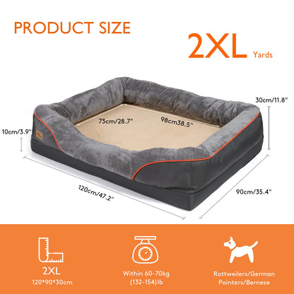 Orthopedic Dog Bed – Super Soft Pet Sleeping Mat with Foam Support, Bolster & Removable Cover | Sizes L–3XL