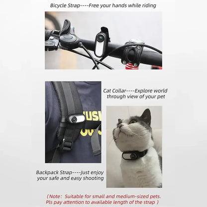 Pet Collar Camera 1080P - Mini Sports Action Camera with 200-Min Battery