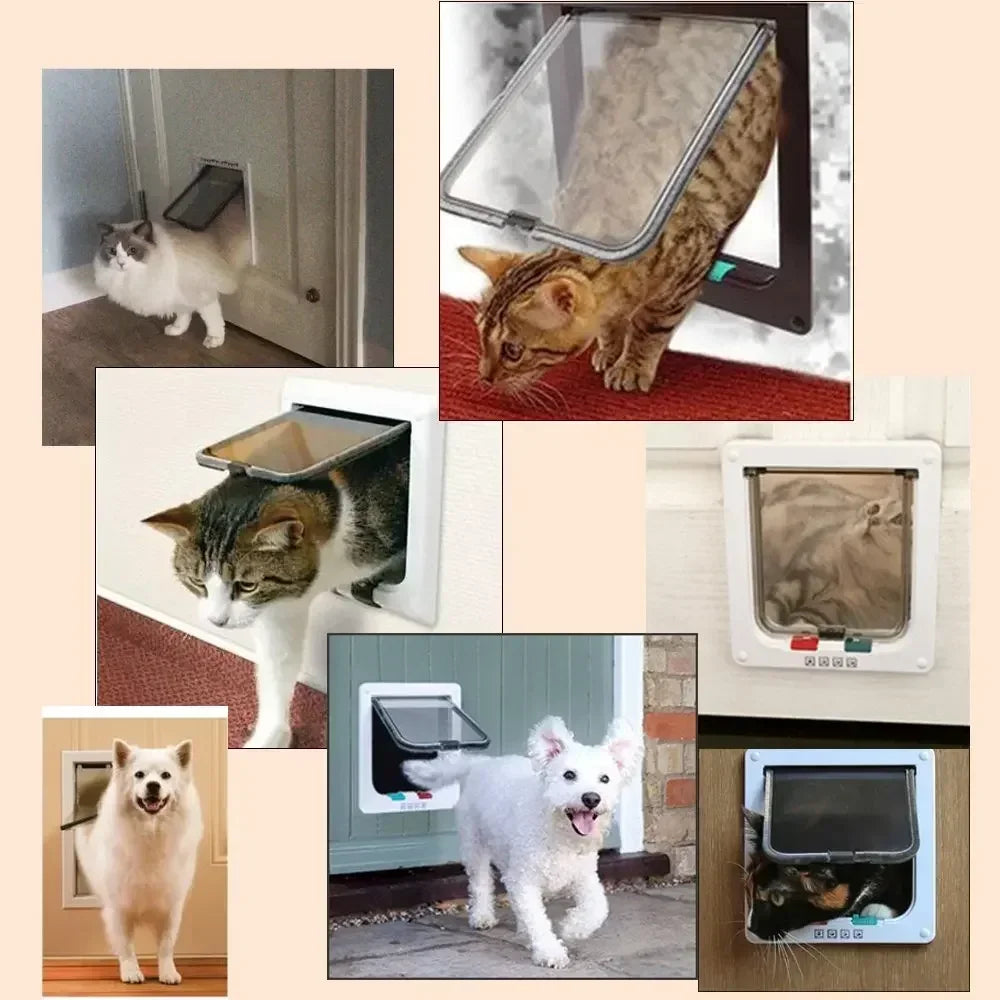 Cat & Dog Flap Door - 4-Way Security Lock Pet Door in ABS Plastic
