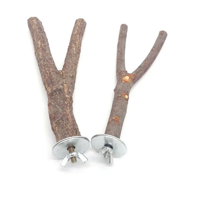 Natural Wood Branch Stand – Chew Toy Perch for Parrots, Hamsters & Birds