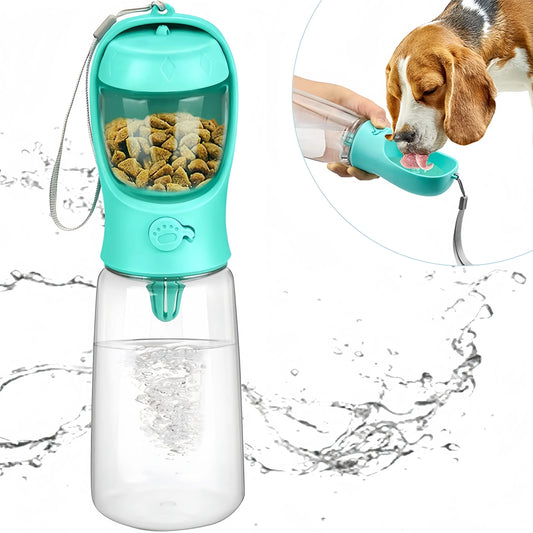 Portable Pet Food & Water Bottle – Food Grade Travel Cup with Food Dispenser for Dogs & Cats