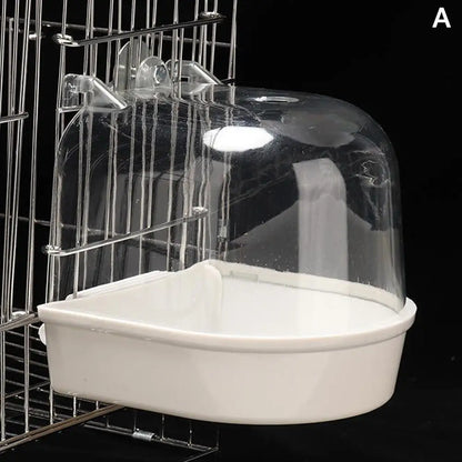 Bird Bath Box - Clear Hanging Shower Cage for Parakeets & Parrots