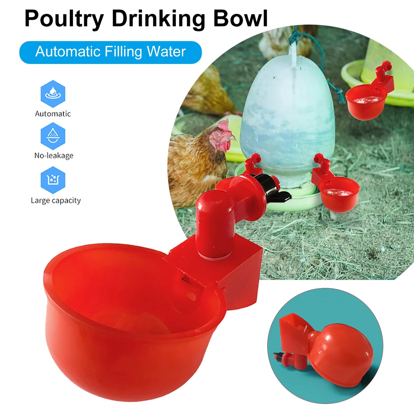 Automatic Chicken Drinking Cups Poultry Waterer for Hens Ducks and Quail