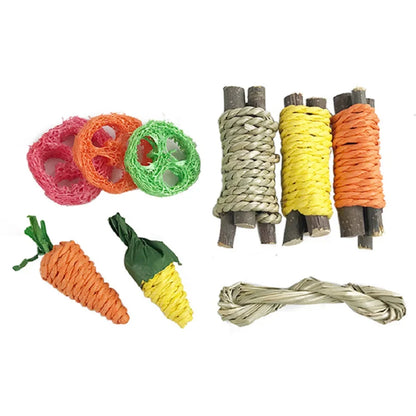 Pet Tooth Grinding Set – Chew Toys & Snacks for Rabbits, Guinea Pigs & Hamsters