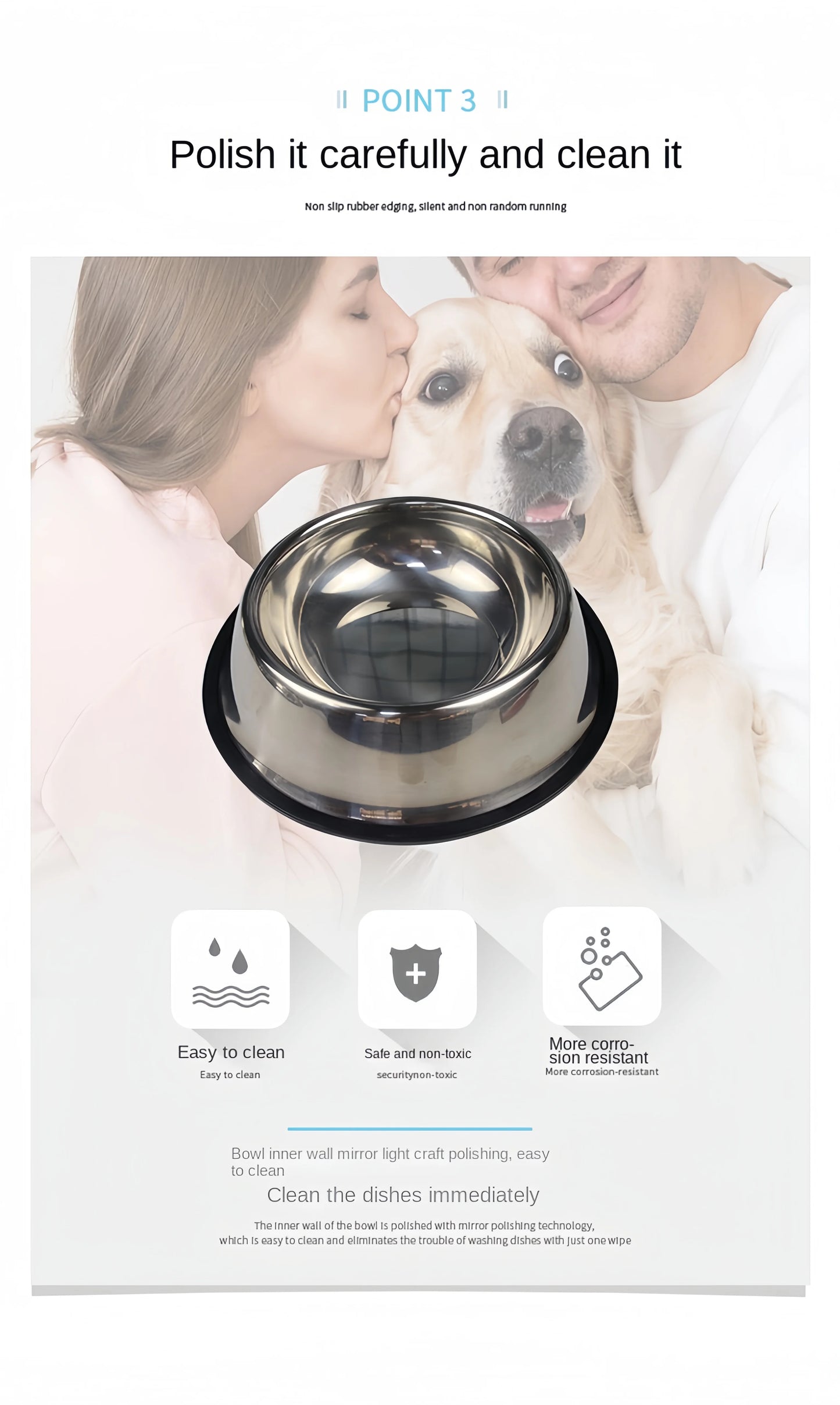 Stainless Steel Dog Bowl - Durable Metal Pet Feeder for Dogs & Cats