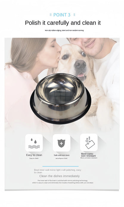 Stainless Steel Dog Bowl - Durable Metal Pet Feeder for Dogs & Cats