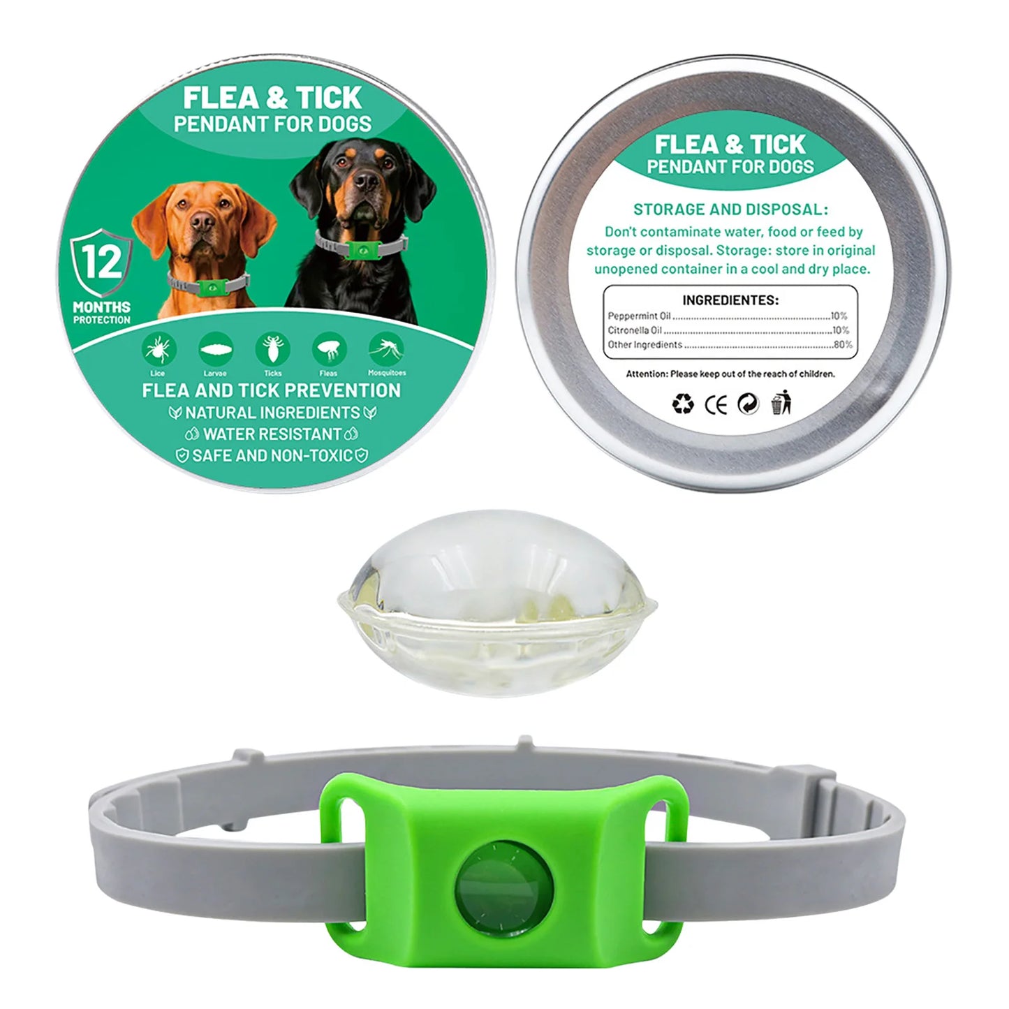 Natural Flea & Tick Repellent Dog Collar With Pendant