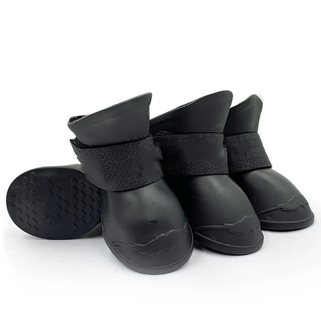 4-Piece Waterproof Dog Boots - Anti-Slip Rubber Rain Shoes for Dogs & Cats