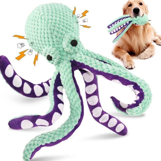 Plush Octopus Dog Toy - Interactive Squeaky Toy for Small & Large Dogs