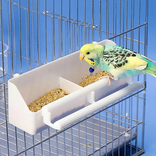 Bird Feeding Trough - Double Grid Stand Feeder for Parrots