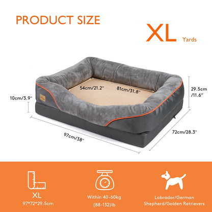 Orthopedic Dog Bed – Super Soft Pet Sleeping Mat with Foam Support, Bolster & Removable Cover | Sizes L–3XL