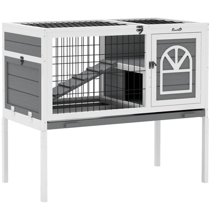 Rabbit Hutch 90cm - Wooden Small Animal House with Removable Tray & Easy Open Roof - The Best For Pets