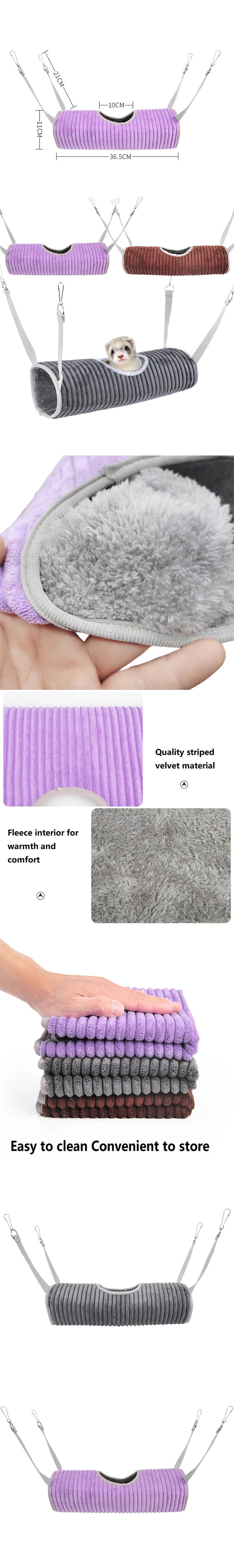 Ferret Hammock Tunnel - Warm Fleece Hide for Rats, Hamsters & Rodents
