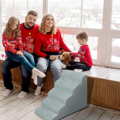 Dog Stairs 5 Steps - Pet Steps for High Beds & Sofas with Washable Cover