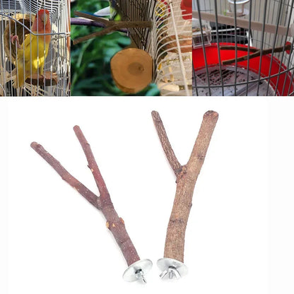 Natural Wood Branch Stand – Chew Toy Perch for Parrots, Hamsters & Birds