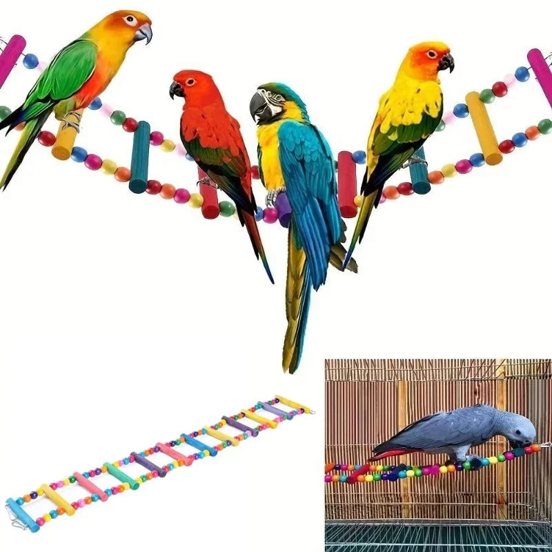 Wooden Climbing Ladder 74cm - Colourful Bird Toy for Parrots & Budgies