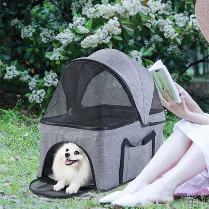 Pet Stroller with Rain Cover - Foldable 4-Wheel Pushchair for Dogs & Cats