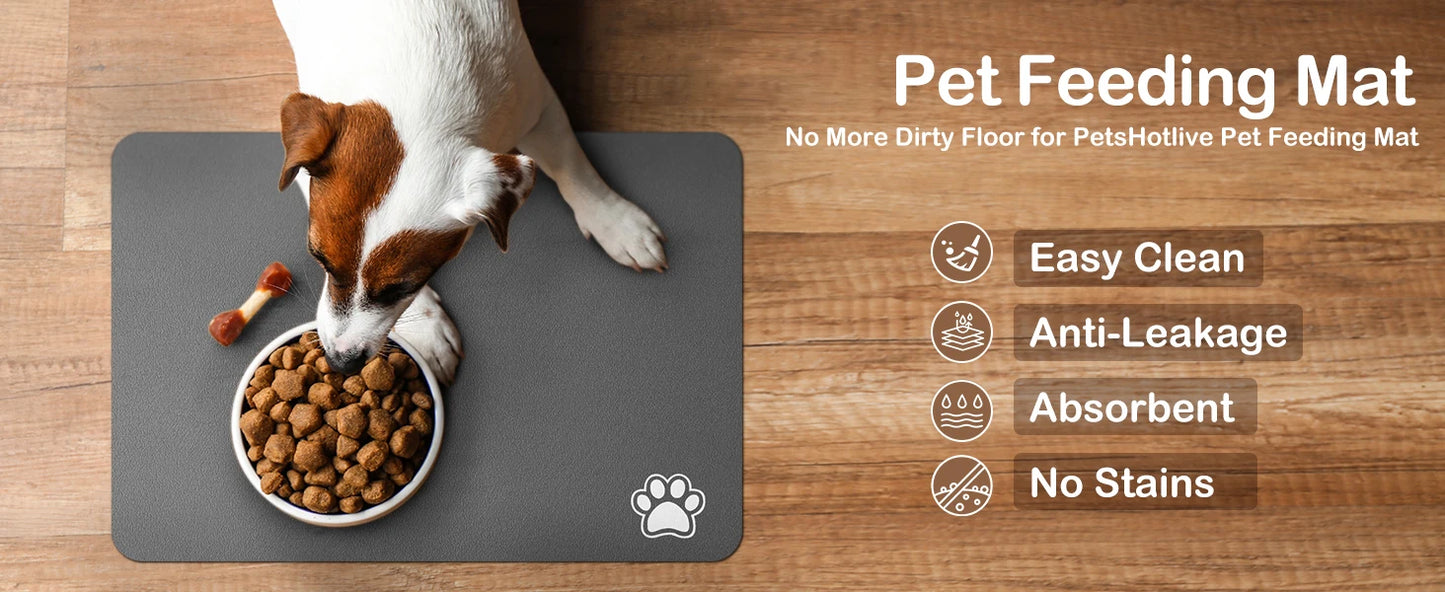 Absorbent Pet Feeding Mat – Quick-Dry Place mat for Food & Water | Easy-to-Clean Non-Slip Mat for Messy Eaters