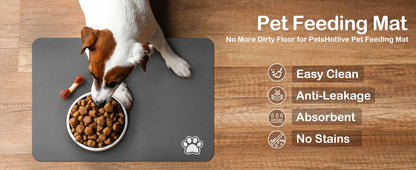 Absorbent Pet Feeding Mat – Quick-Dry Place mat for Food & Water | Easy-to-Clean Non-Slip Mat for Messy Eaters