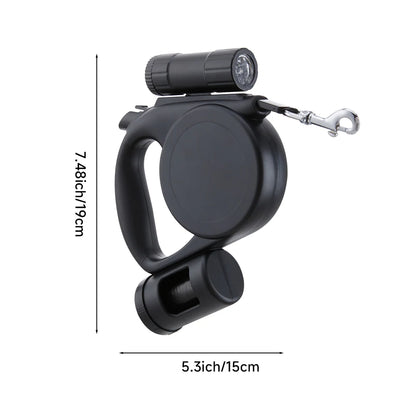 5m Retractable Dog Leash – Automatic Dog Lead with LED Flashlight & Waste Bag Dispenser