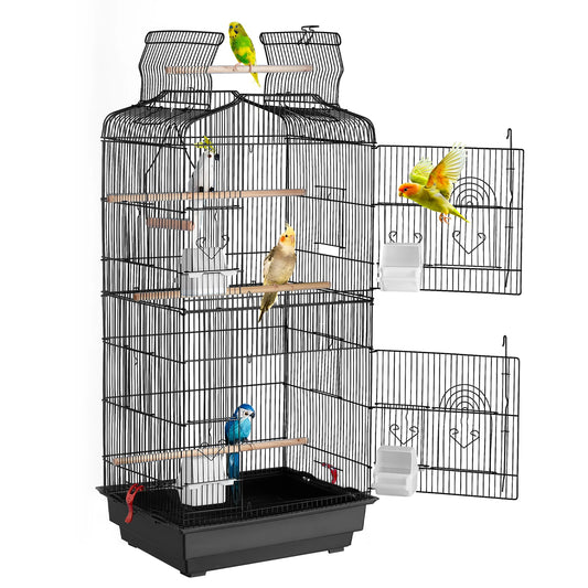 Large Parrot Cage 92.5cm - Open Top Hanging Cage with Swing & Perches