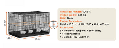Stackable Flight Bird Cage – Divided Travel Cage with Handle & Perch for Birds
