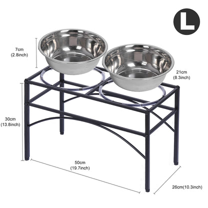 Raised Pet Feeder – Elevated Double Stainless Steel Bowls for Dogs & Cats