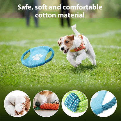 Dog Toy Set – Vibrant Chew & Squeaky Toys with Ropes for Teeth Cleaning & Play