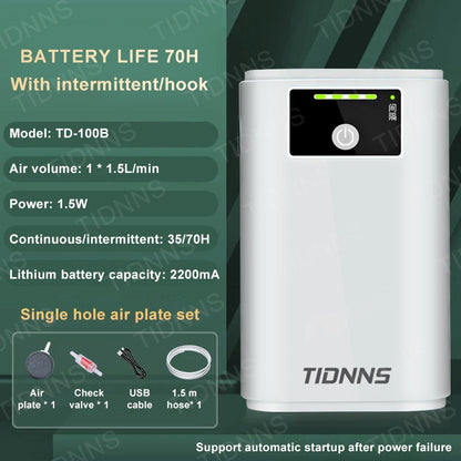 Portable USB Oxygen Pump – Dual-Use Aquarium Air Pump, Silent, 6000mAh Battery