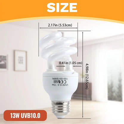 UVB Reptile Lamp Bulbs – 13W/26W Basking Light for Turtles, Lizards & Snakes