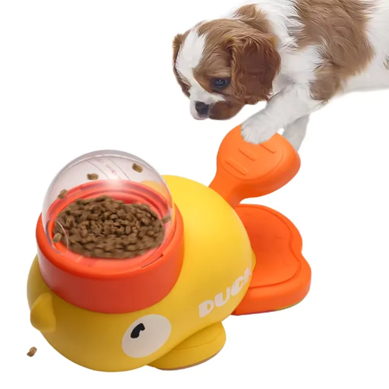 Interactive Dog Puzzle Feeder - Yellow Duck Slow Feed Bowl with Anti-Slip Base