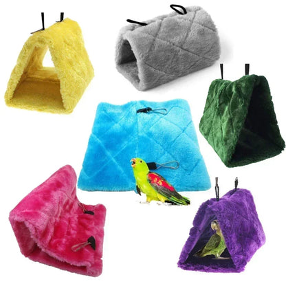 Bird Hammock Hut - Warm Plush Hanging Nest for Parrots & Small Birds