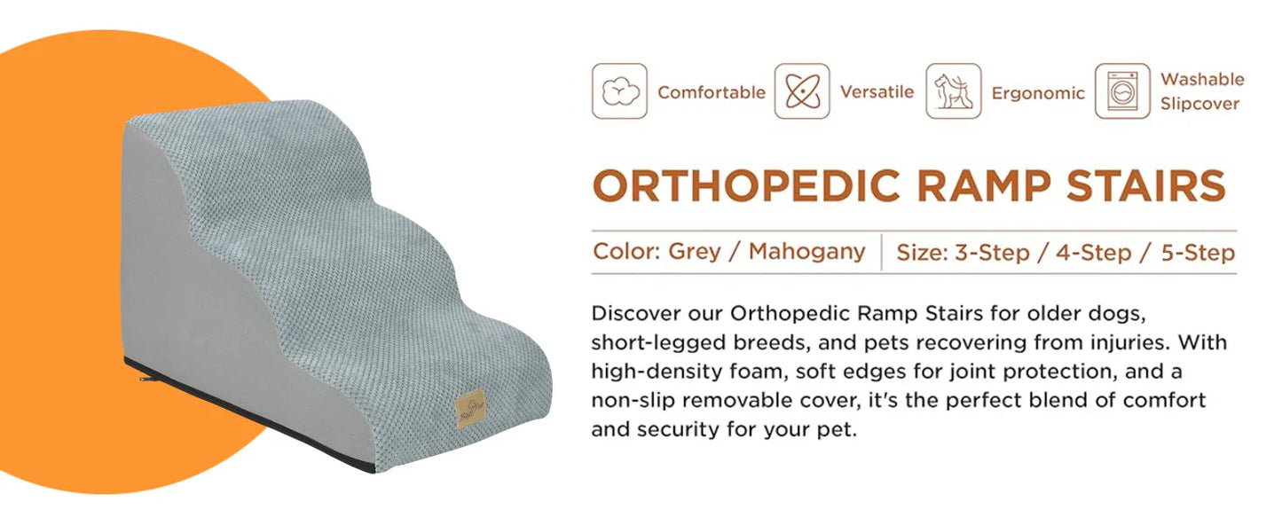 Dog Stairs 5 Steps - Pet Steps for High Beds & Sofas with Washable Cover