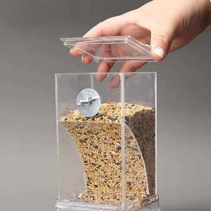 Anti-Spill Bird Feeder - Clear Transparent Food Box for Parrots