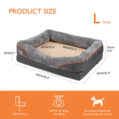Orthopedic Dog Bed – Super Soft Pet Sleeping Mat with Foam Support, Bolster & Removable Cover | Sizes L–3XL