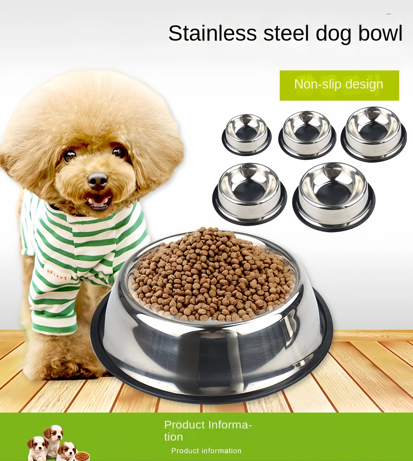 Stainless Steel Dog Bowl - Durable Metal Pet Feeder for Dogs & Cats