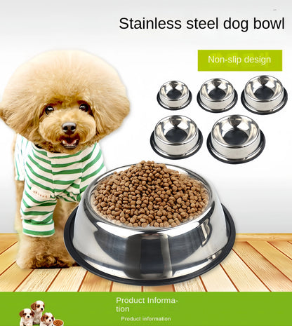 Stainless Steel Dog Bowl - Durable Metal Pet Feeder for Dogs & Cats