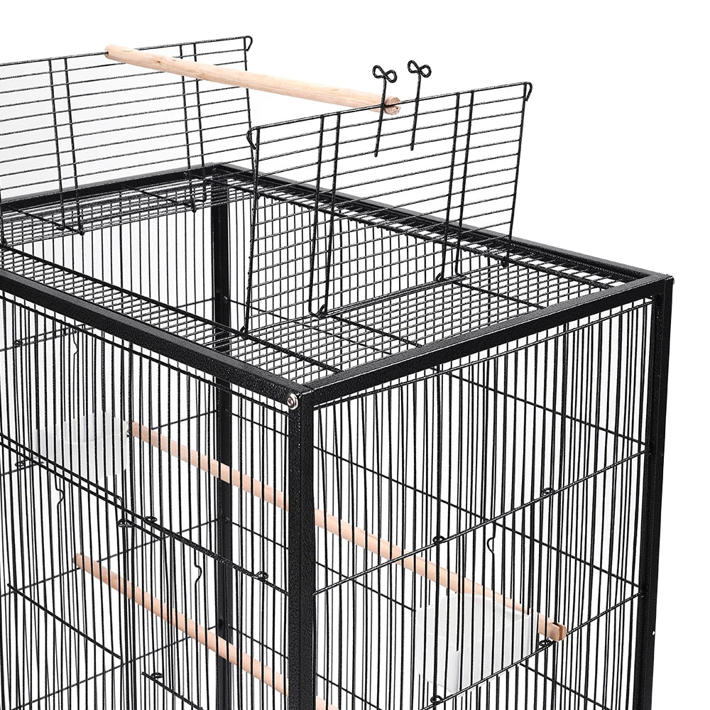 Bird Cage 94cm with Wheels - Open Top Metal Cage for Cockatiels & Parrots