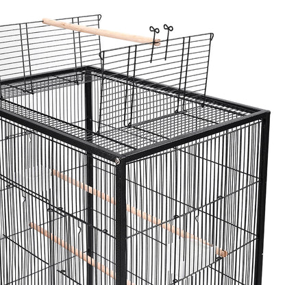 Bird Cage 94cm with Wheels - Open Top Metal Cage for Cockatiels & Parrots
