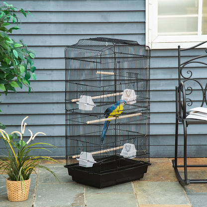 Large Bird Cage 92cm - Metal Cage with Perches, Food Bowls & Swing